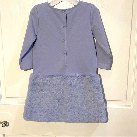 Janie & Jack fancy Dress Girls Size 5 Faux Fur Trim Periwinkle Blue Ponte - Picture 4 of 7